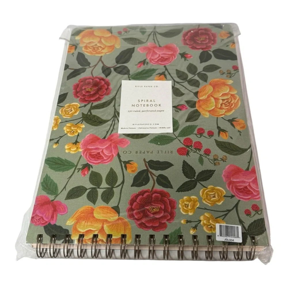 Rifle Paper Co Roses Large Top Spiral Notebook 11x8.5 Ruled Brand New